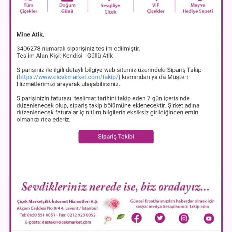 Anneler Günü Çiçek Siparişim Teslim Edilmedi, Müşteri Hizmetleri Ulaşılmaz