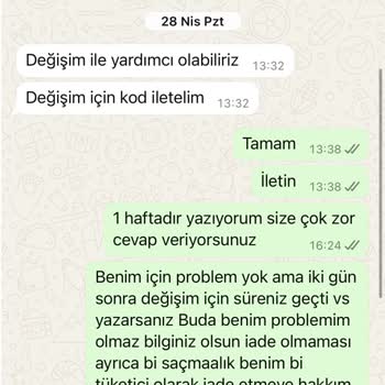 İade Talebime Olumsuz Yaklaşım Ve Yetersiz İletişim