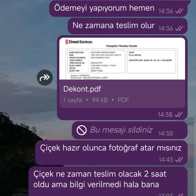 Çiçek Siparişim Teslim Edilmedi, İade Talebime Dönülmüyor