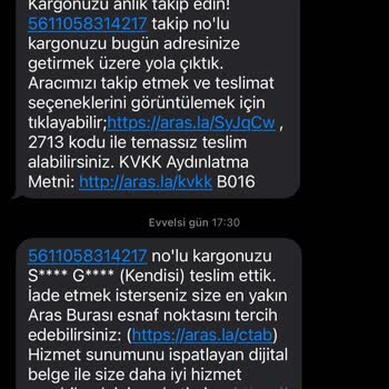 Aras Kargo Teslim Edilmeyen Kargolar İçin Yanıltıcı Teslimat Bildirimi