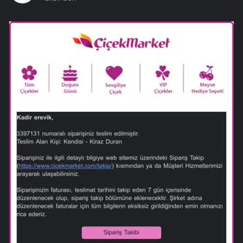 Teslim Edilmeyen Çiçek Ve Ulaşılamayan Müşteri Hizmetleri Mağduriyeti