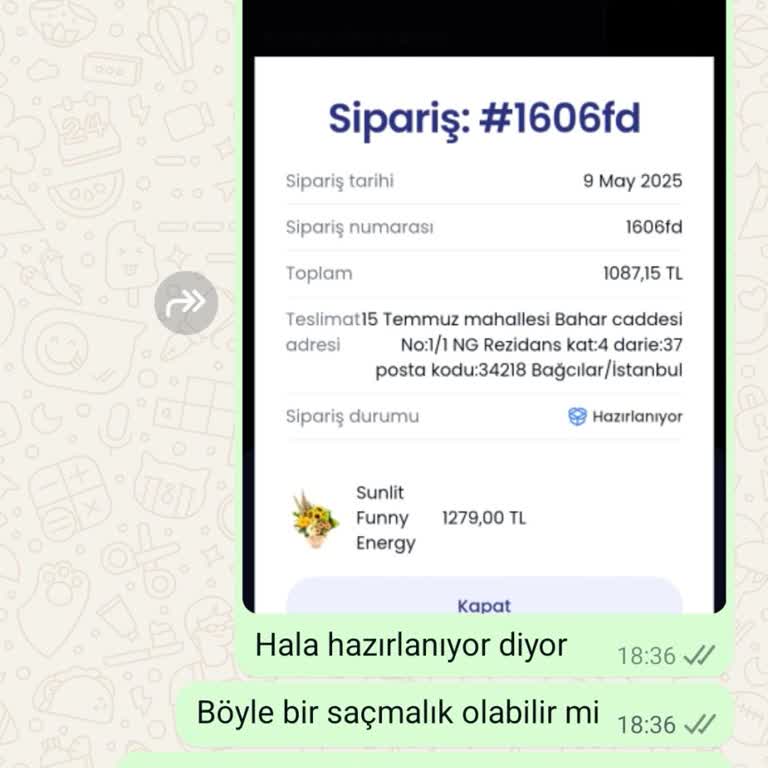 Anneler Günü Siparişim Teslim Edilmedi, Bilgi Ve İade Sağlanmadı
