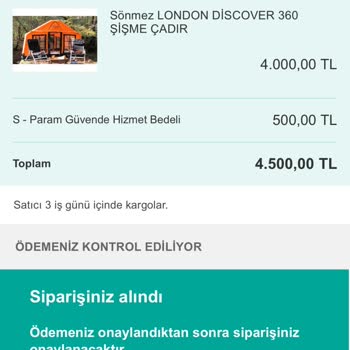 Çadır Alımında Yanıltıldım