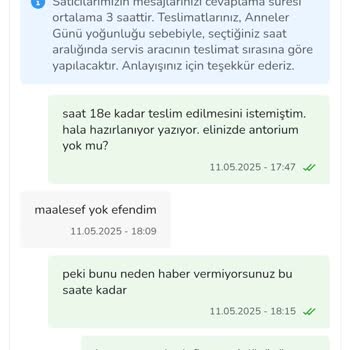 Anneler Günü'nde Yanlış Ve Eksik Çiçek Teslimatı, İlgisiz Müşteri Hizmetleri