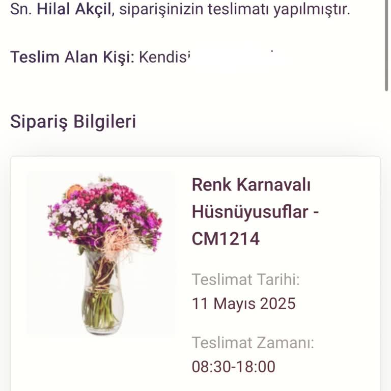 Çiçek Siparişim Teslim Edilmeden Teslim Edildi Denildi