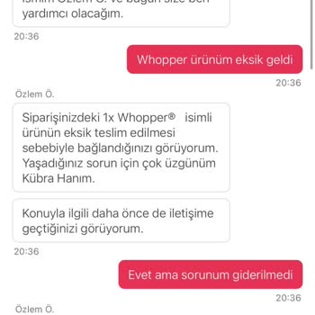 Eksik Hamburger İçin Yetersiz İade Teklifi Ve Müşteri Hizmetleri Sorunu