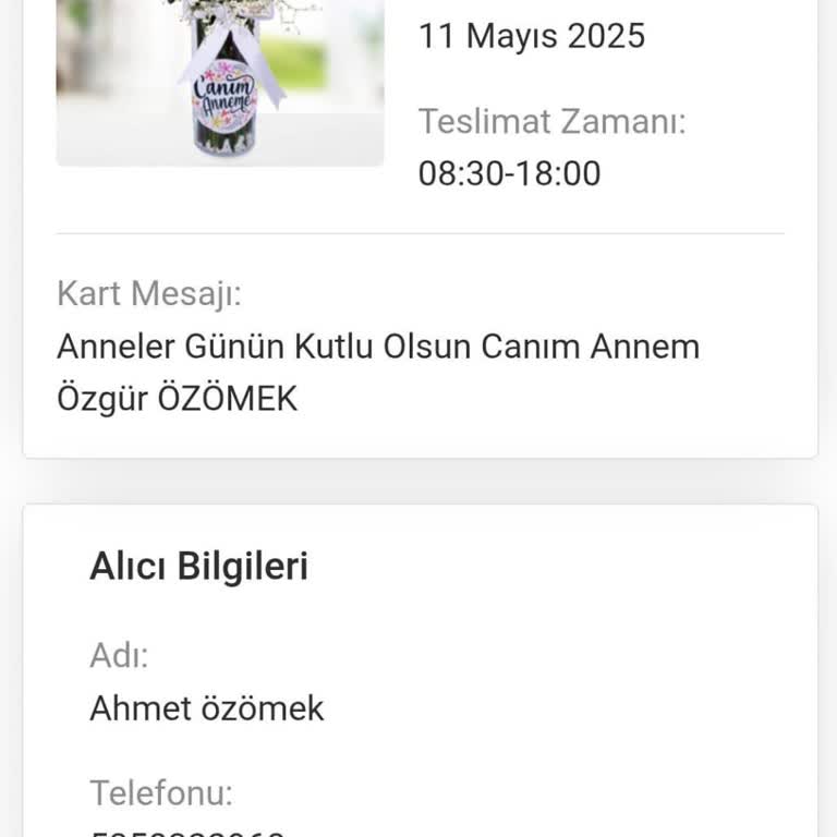 Anneler Günü Çiçeği Zamanında Teslim Edilmedi, Müşteri Hizmeti Yetersiz Kaldı