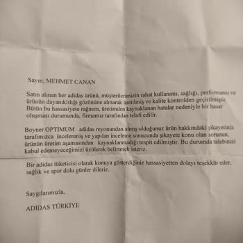 Boyner'den Alınan Adidas Koşu Ayakkabısında Erken Yırtılma Ve Değişim Sorunu