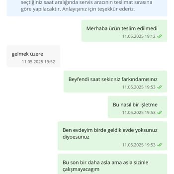 Teslimat Saatinde Evdeyken Ürün Getirilmedi, Müşteri Hizmeti Yetersiz
