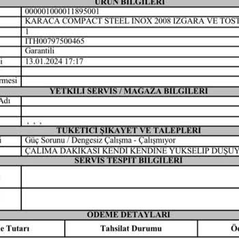 Arızalı Tost Makinesi, Yetersiz Servis Ve Çözüm Bulunamıyor