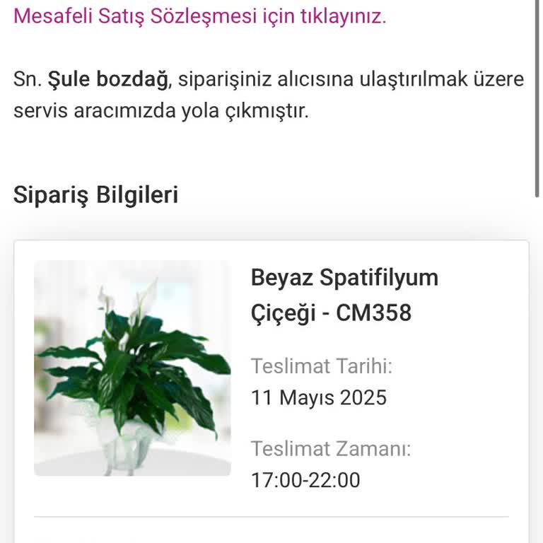 Teslim Edilmeyen Çiçek İçin Yanıltıcı Teslimat Bildirimi Ve Müşteri Hizmetlerine Ulaşılamıyor