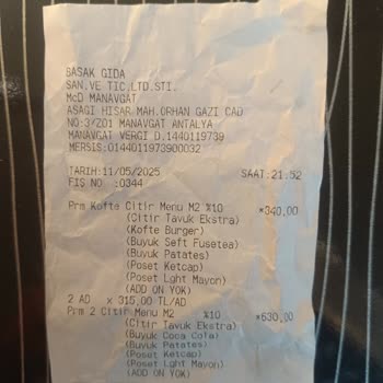 McDonald's Şubesinde Menü Fiyatı Farkı Ve Yanlış Ürün İşlemi Mağduriyeti