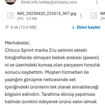 Chicco'dan Yedek Parça Talebime Cevap Alamıyorum!