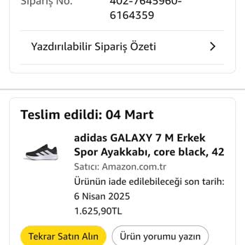 Amazon Adidas Galaxy 7 Ayakkabı Kısa Sürede Patladı