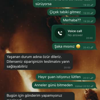 Anneler Günü Siparişim Teslim Edilmedi, Destek Yanıt Vermedi