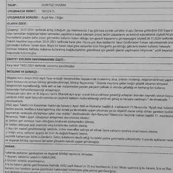 Hakem Heyeti Kararına Rağmen Ürünüm Tamir Edilmiyor