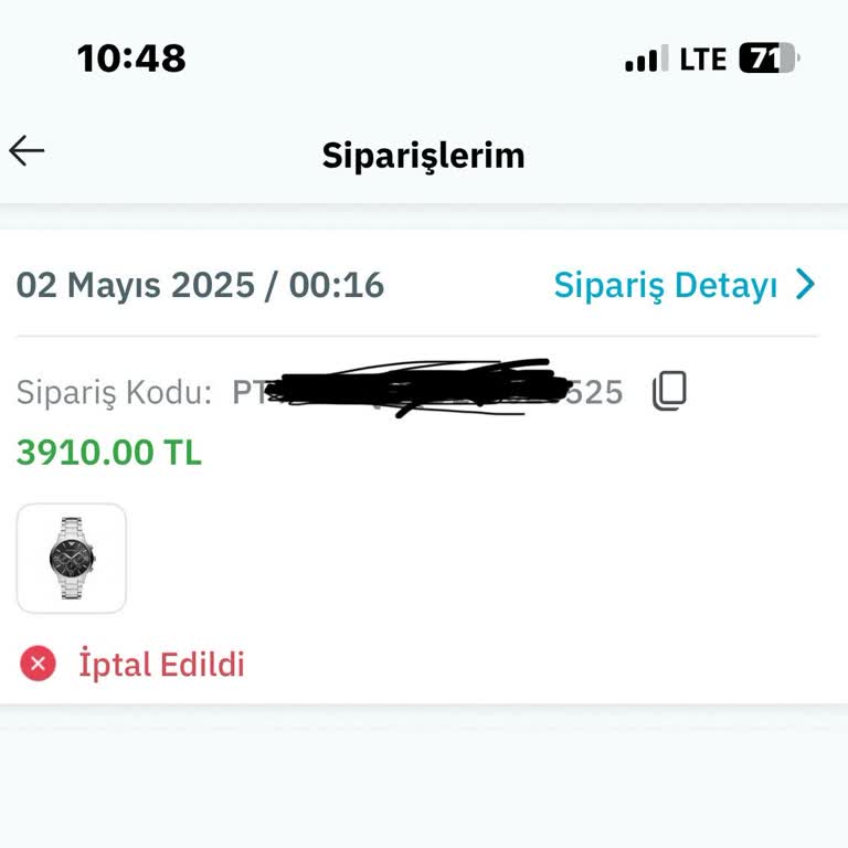 Sipariş Verdiğim Saat 10 Gün Sonra Stokta Yok Denilerek İptal Edildi