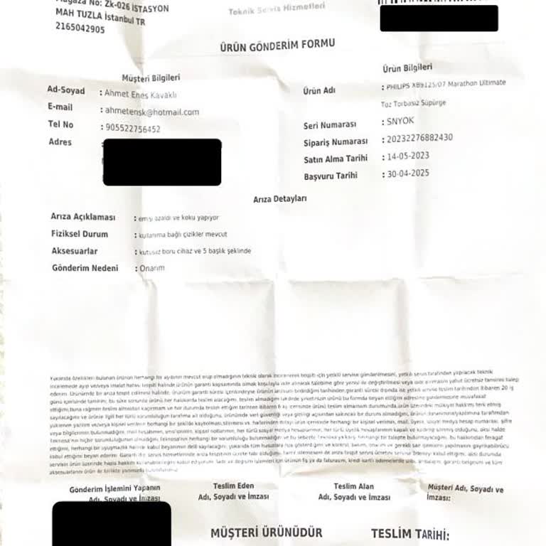 Garanti Kapsamında Olmayan Filtre Değişimi Ücreti Ve Cihazın Gecikmeli Teslimi Nedeniyle Mağduriyet