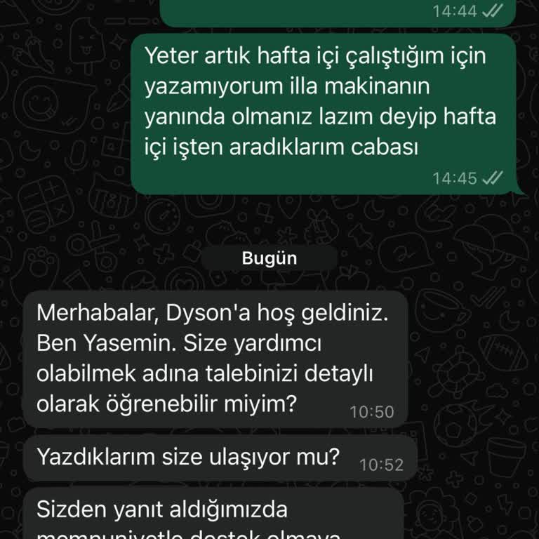 Dyson WhatsApp Müşteri Hizmetlerinden Yetersiz Destek