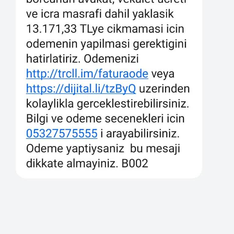 Bana Ait Olmayan GSM Hattı İçin Borç Mesajı Geldi