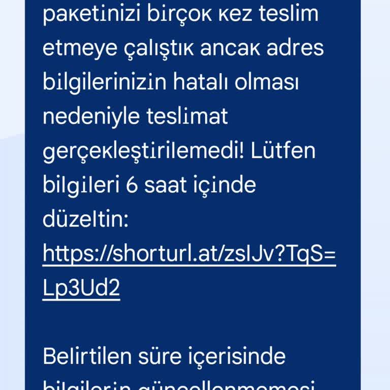 Şahsıma Gelen Şüpheli Mesaj Hakkında Acil İnceleme Talebi