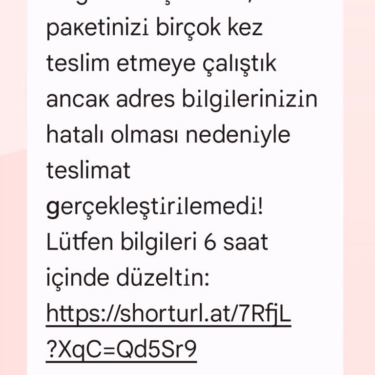 PTT Teslimat Hatırlatıcı Mesajı İle Kişisel Bilgi Talebi