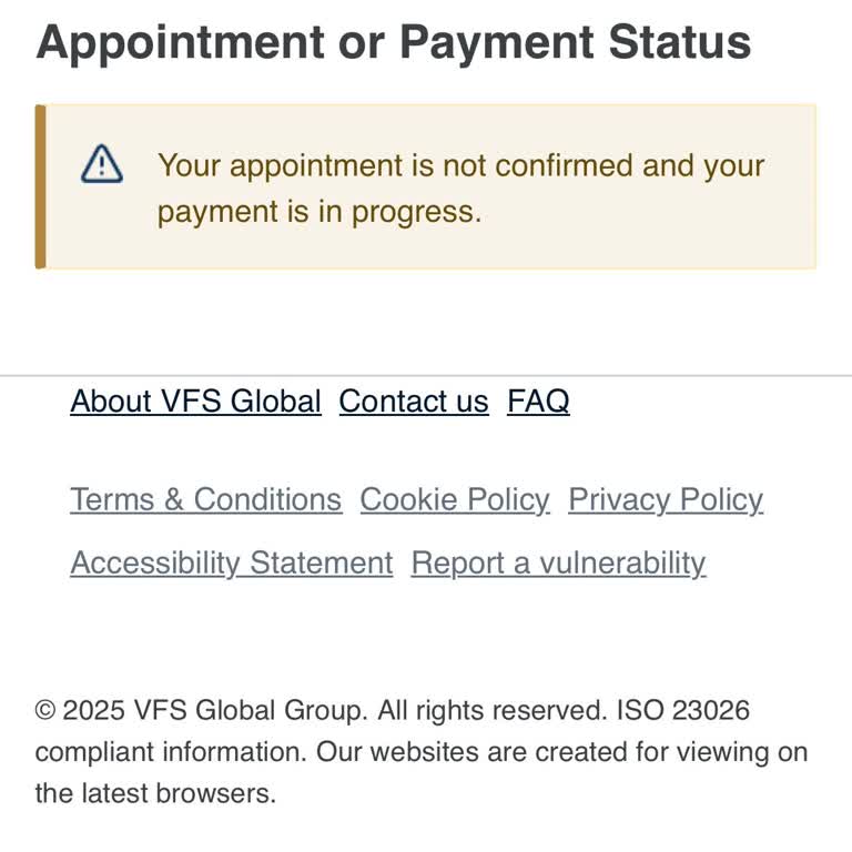 VFS Global Randevu Sisteminde Teknik Hata Nedeniyle Vize Başvurusu Tamamlanamıyor