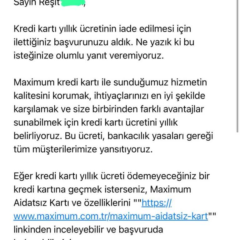Kullanmayacağım Kredi Kartı İçin Yıllık Ücret Alınması