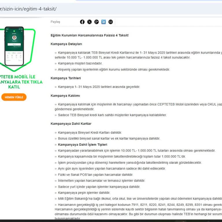 Eğitim Kampanyasında Taksit Hakkım Haksızca Reddedildi