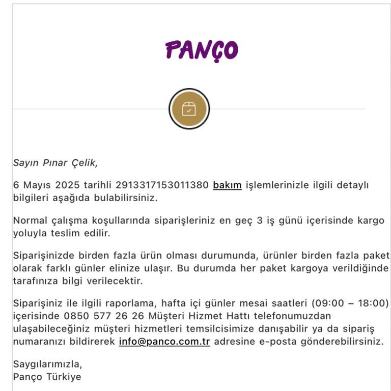 Panço Online Siparişim Zamanında Teslim Edilmedi, Müşteri Hizmetleri Yanıt Vermiyor