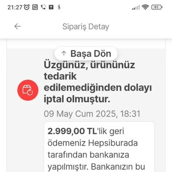 Hepsiburada Siparişim Bilgilendirme Olmadan İptal Edildi Çözüm Sunulmadı