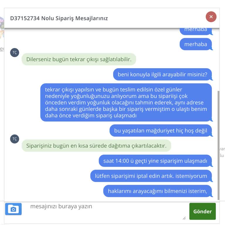 Anneler Günü Çiçek Siparişim Teslim Edilmedi Ve Telafi Yapılmadı
