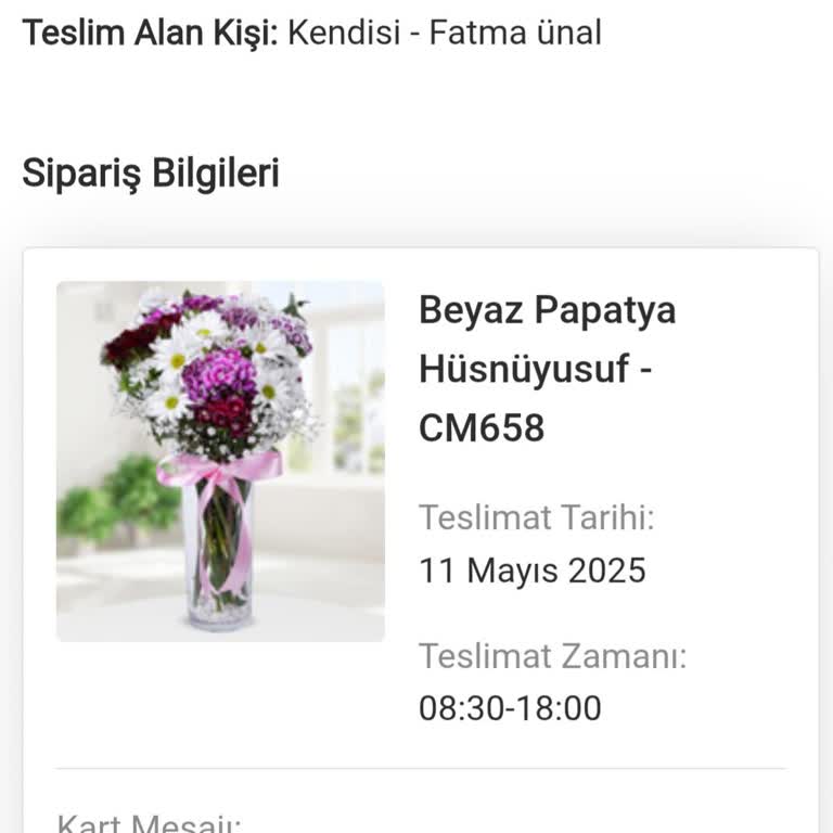 Anneler Günü Çiçek Siparişim Teslim Edilmedi Ve İletişim Kuramıyorum