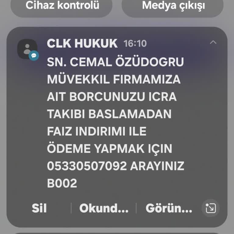 Bilinmeyen Numaradan Gelen Sahte Borç Mesajı Ve Kişisel Veri Endişesi