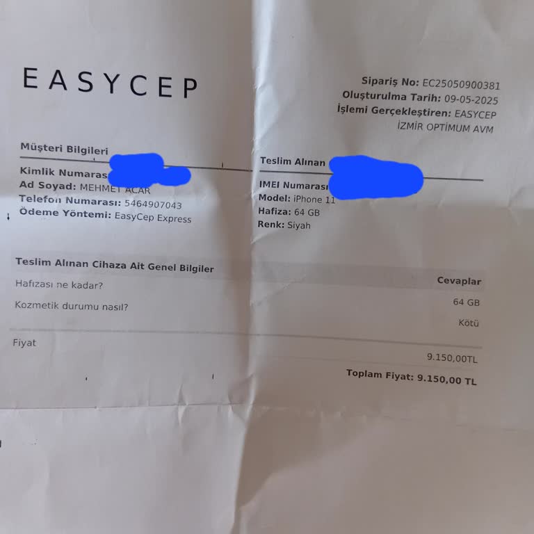 EasyCep Cihaz Satışında Sonradan Çıkan Ek Ücret Talebi