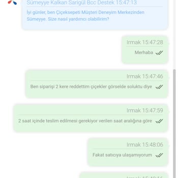 Çiçek Sepeti Siparişim Zamanında Teslim Edilmedi Ve Müşteri Hizmetleri Mağdur Etti