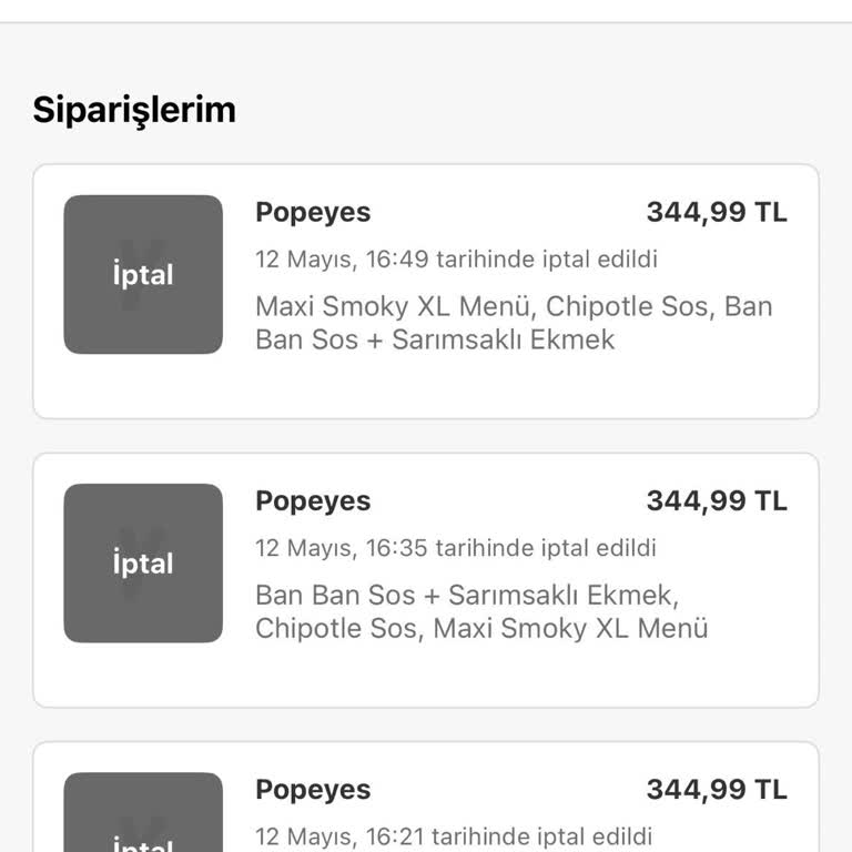 Yemeksepeti Siparişim Üç Kez İptal Edildi,Müşteri Hizmetlerine Ulaşamıyorum