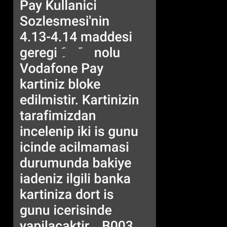 Vodafone Pay Kartımda Şifre Ve Bloke Sorunu Yaşadım