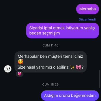 Yanlış Beden Ve Renk Nedeniyle İade Sorunu, İletişimsizlik