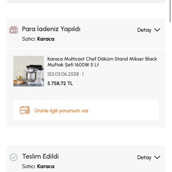 Karaca'dan İade Edilen Ürünün Para İadesi Yapılmıyor, Müşteri Hizmetleri Yetersiz