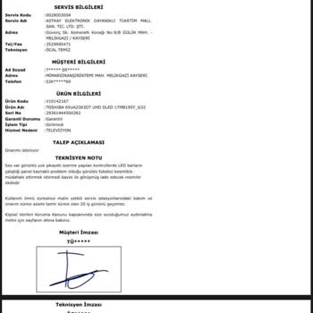 Satın Alınan Televizyon Kısa Sürede Arızalandı, Bedel İadesi Talep Ediyorum