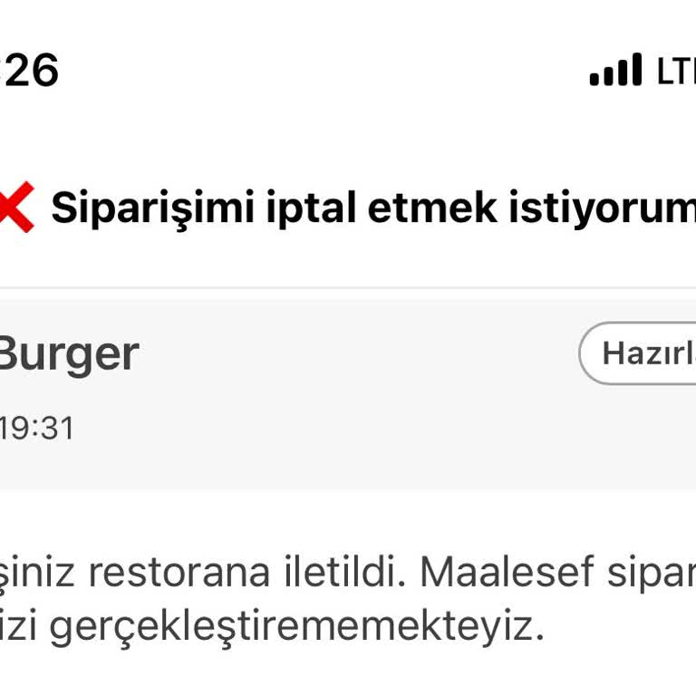 Siparişim Bir Buçuk Saattir Teslim Edilmedi İptal Seçeneği Yok