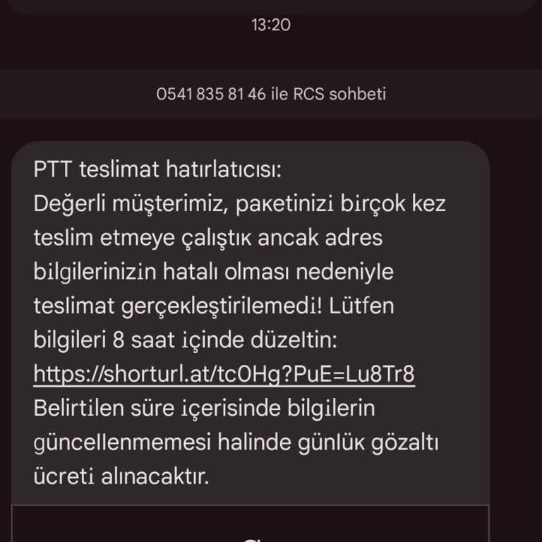 PTT'den Sahte Kargo Mesajı İle Mağduriyet Yaşadım