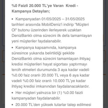Kredi Kampanyası Başvurusu Sonrası Kampanya Görünmüyor