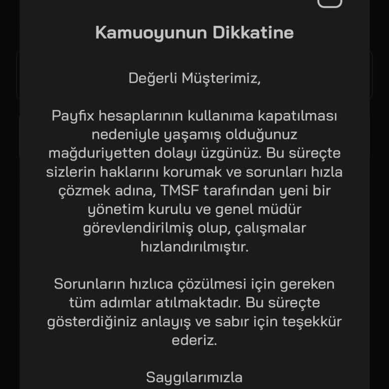 Payfix Kapanan Platformda Paraların İadesi Hakkında Açıklama Bekliyorum