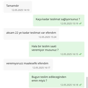 Anneler Günü Siparişim Teslim Edilmedi Ve İadesi Yapılmadı