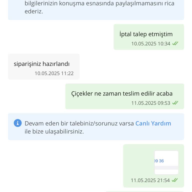 Anneler Günü Çiçeği Teslim Edilmedi, İade Yapılmıyor