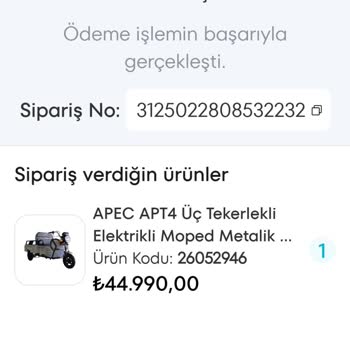 A101 Akülü 3 Tekerli Elektrikli Motosiklet Hala Gelmedi!