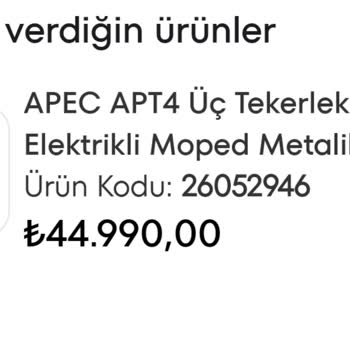 A101 Akülü 3 Tekerli Elektrikli Motosiklet Hala Gelmedi!