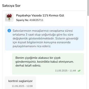 Anneler Günü İçin Yanlış Ve Eksik Çiçek Gönderimi, Telafisiz Mağduriyet Yaşadım